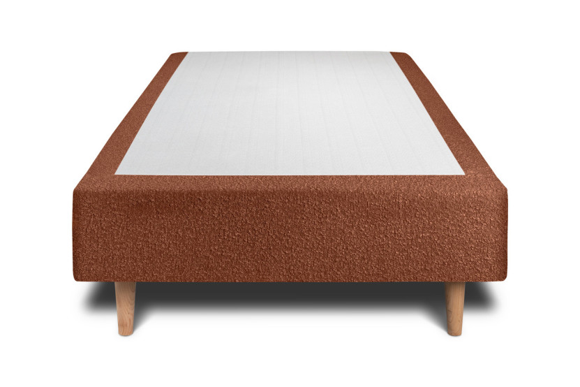 Lit 90x190 cm avec Tête de lit capitonnée - Tissu Bouclette