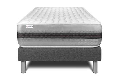 Ensemble Matelas Sommier 90x190 cm - Sommier Gris (en kit) - Vitalspring Recover