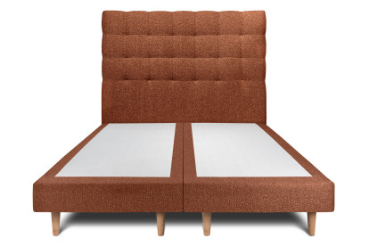 Lit 2x 100x200 cm - Sommier tapissier H29 cm + tête de lit capitonnée - Tissu Bouclette Terracotta
