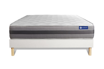 Ensemble Matelas Sommier 120x190 cm - Sommier Blanc (en kit) - Actimemo Relax