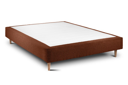 Lit 140x190 cm - Sommier tapissier H35 cm + tête de lit tapissée - Tissu Bouclette Terracotta