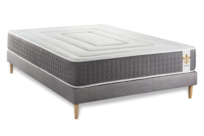 Ensemble Matelas Sommier 140x200 cm - Sommier Gris (déjà monté) - Vingt-Six