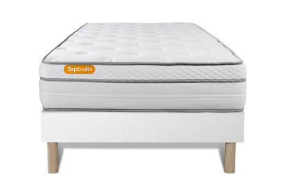 Ensemble Matelas Sommier 90x200 cm - Sommier Blanc (déjà monté) - Memo Luxe