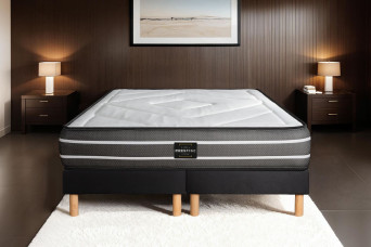 Ensemble Matelas Sommier 200x200 cm - 2 Sommiers Noirs (déjà monté) - Exclusive