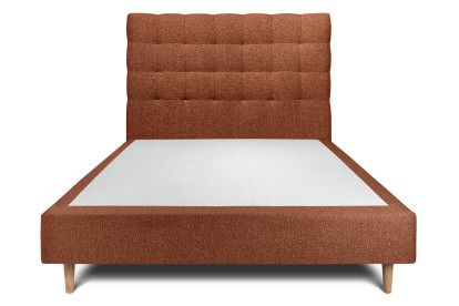 Lit 150x190 cm - Sommier tapissier H35 cm + tête de lit capitonnée - Tissu Bouclette Terracotta