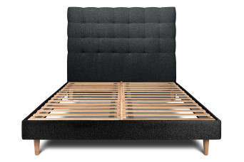 Lit 150x200 cm avec Tête de lit capitonnée - Tissu Bouclette