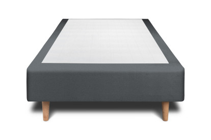 Lit 90x190 cm - Sommier tapissier H35 cm + tête de lit à lignes - Tissu Velours Gris Anthracite