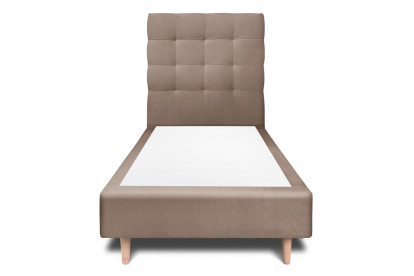 Lit 90x190 cm - Sommier tapissier H35 cm + tête de lit capitonnée - Tissu Velours Taupe