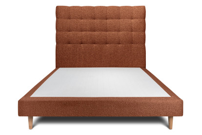 Lit 150x200 cm - Sommier tapissier H29 cm + tête de lit capitonnée - Tissu Bouclette Terracotta
