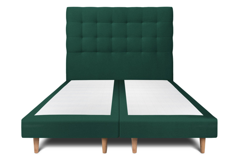 Lit 2x80x200 cm avec Tête de lit capitonnée - Tissu Velours