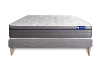 Ensemble Matelas Sommier 140x200 cm - Sommier Gris (en kit) - Actiflex Zen