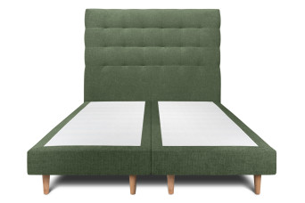 Lit 2x80x200 cm avec Tête de lit capitonnée - Tissu Toile natté