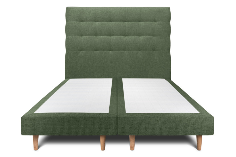 Lit 2x80x200 cm avec Tête de lit capitonnée - Tissu Toile natté