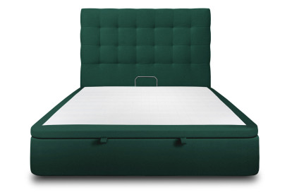 Lit coffre 140x200 cm avec Tête de lit capitonnée - Tissu Velours Vert