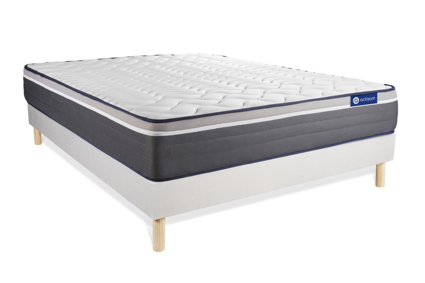 Ensemble Matelas Sommier 160x200 cm - Sommier Blanc (en kit) - Actilatex Plus