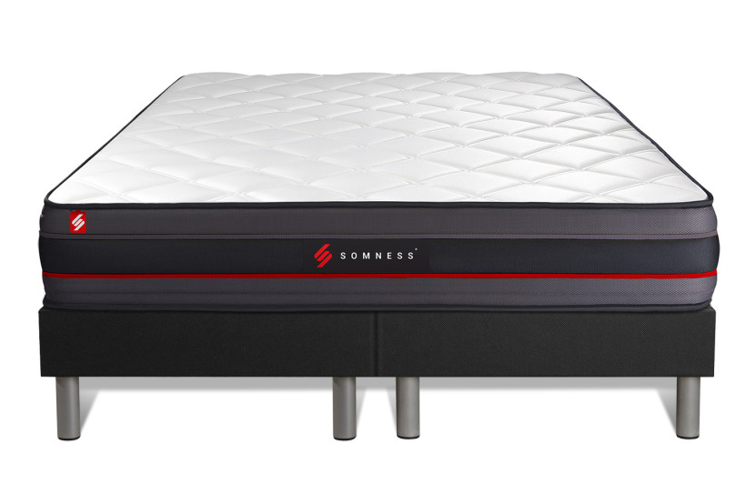Ensemble Matelas Sommier 200x200 cm - 2 Sommiers Noir - Regen