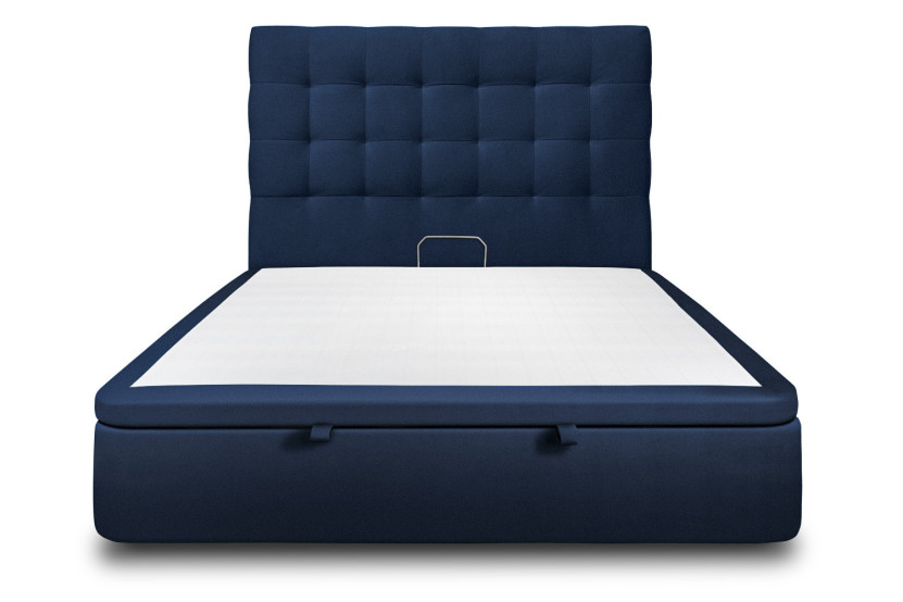 Lit coffre 140x200 cm avec Tête de lit capitonnée - Tissu Velours