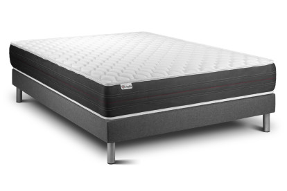 Ensemble Matelas Sommier 160x200 cm - Sommier Gris (déjà monté) - Vitalspring