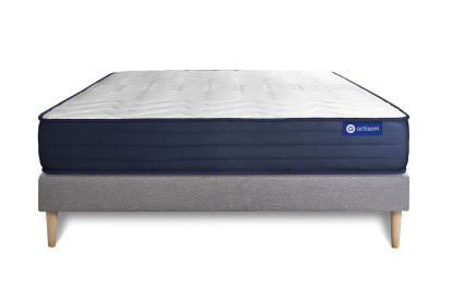 Ensemble Matelas Sommier 140x200 cm - Sommier Gris (en kit) - Actiflex Life