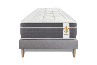Ensemble Matelas Sommier 90x190 cm - Sommier Gris (déjà monté) - Trente