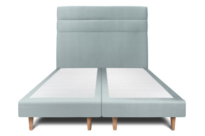 Lit 2x 80x200 cm - Sommier tapissier H29 cm + tête de lit à lignes - Tissu Velours Gris Bleuté