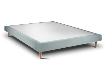 Lit 135x190 cm - Sommier tapissier H29 cm + tête de lit tapissée - Tissu Velours Gris Bleuté