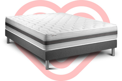 Ensemble Matelas Sommier 140x200 cm - Sommier Gris (en kit) - Vitalspring Recover