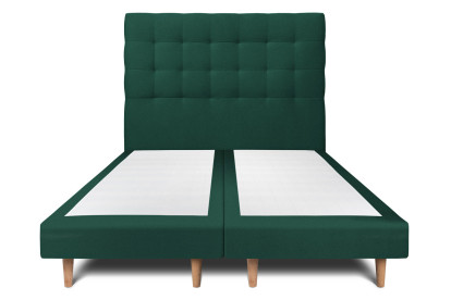 Lit 2x 90x200 cm - Sommier tapissier H29 cm + tête de lit capitonnée - Tissu Velours Vert