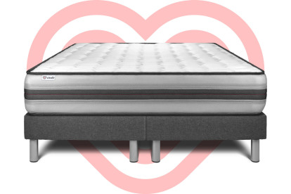 Ensemble Matelas Sommier 180x200 cm - 2 Sommiers Gris - Vitalpower Recover