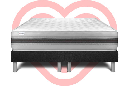 Ensemble Matelas Sommier 160x200 cm - 2 Sommiers Noir - Vitalmemo Back