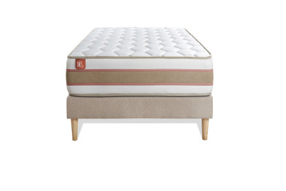 Ensemble Matelas Sommier 90x200 cm - Sommier Beige (déjà monté) - Le Délicat