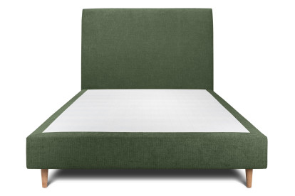 Lit 160x200 cm - Sommier tapissier H35 cm + tête de lit tapissée - Tissu Toile natté Vert Kaki