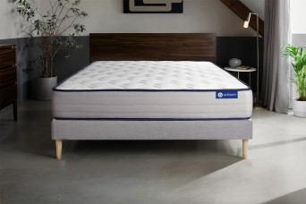Ensemble Matelas Sommier 140x200 cm - Sommier Gris (en kit) - Actilatex Form