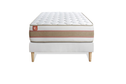 Ensemble Matelas Sommier 90x200 cm - Sommier Blanc (déjà monté) - Le Délicat