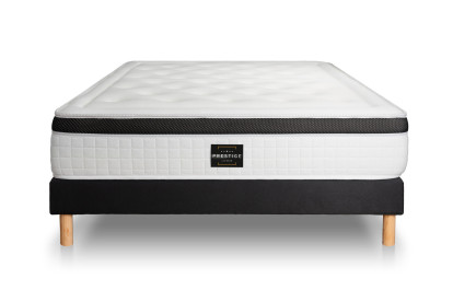 Ensemble Matelas Sommier 140x190 cm - Sommier Noir (déjà monté) - Privilège