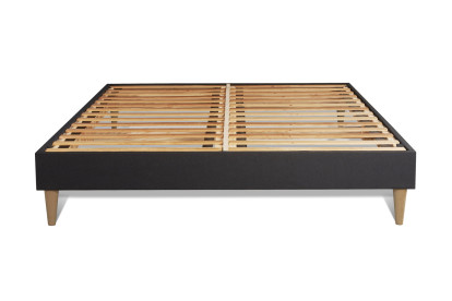Pack lit complet 160x200 cm - Matelas + Sommier Noir (en kit) + 2 oreillers + Couette - Soft