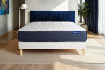 Ensemble Matelas Sommier 140x190 cm - Sommier Blanc (en kit) - Actilatex Sleep