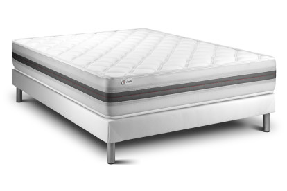 Ensemble Matelas Sommier 140x190 cm - Sommier Blanc (en kit) - Vitalmemo Back