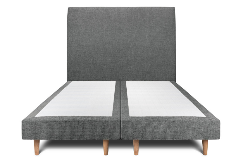Lit 2x80x200 cm avec Tête de lit tapissée - Tissu Toile natté
