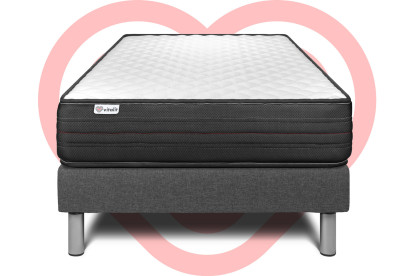 Ensemble Matelas Sommier 90x200 cm - Sommier Gris (déjà monté) - Vitalpower