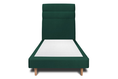 Lit 90x190 cm - Sommier tapissier H29 cm + tête de lit à lignes - Tissu Velours Vert
