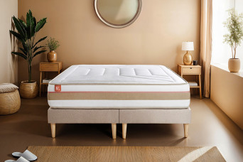 Ensemble Matelas Sommier 200x200 cm - 2 Sommiers Beige - Le Tendre