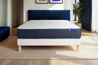Ensemble Matelas Sommier 140x190 cm - Sommier Blanc (en kit) - Actimemo Sleep