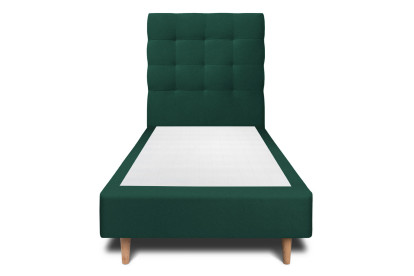 Lit 90x190 cm - Sommier tapissier H35 cm + tête de lit capitonnée - Tissu Velours Vert
