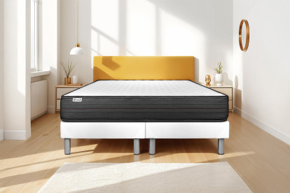 Ensemble Matelas Sommier 200x200 cm - 2 Sommiers Blanc - Vitalpower