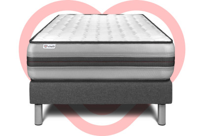 Ensemble Matelas Sommier 90x200 cm - Sommier Gris (en kit) - Vitalpower Recover