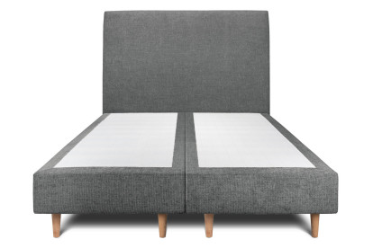 Lit 2x 90x200 cm - Sommier tapissier H35 cm + tête de lit tapissée - Tissu Toile natté Gris Anthracite