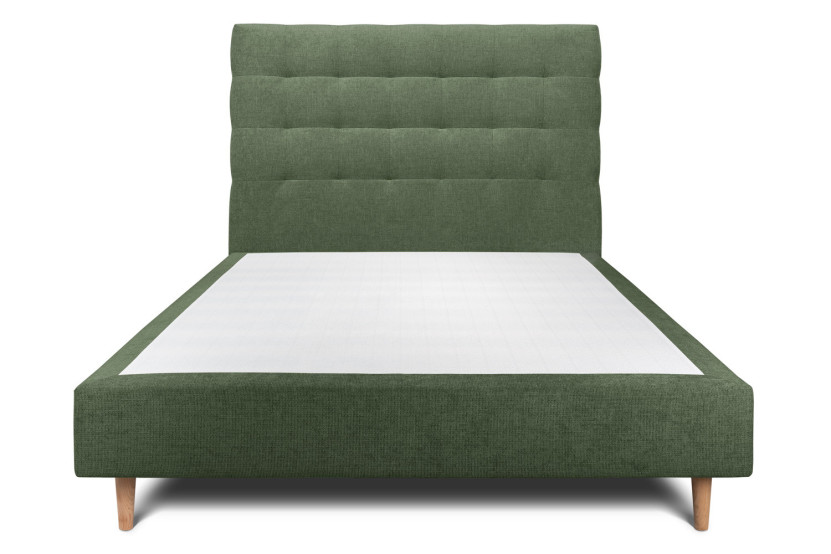 Lit 150x200 cm avec Tête de lit capitonnée - Tissu Toile natté