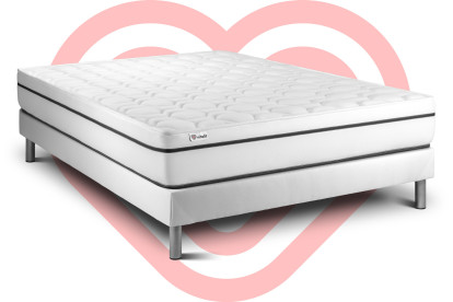 Ensemble Matelas Sommier 200x200 cm - Sommier Blanc (en kit) - Vital Spa