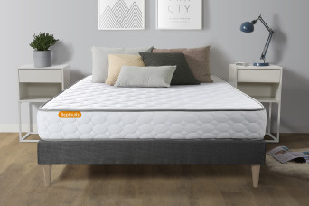 Ensemble Matelas Sommier 140x200 cm - Sommier Gris (en kit) - Memo
